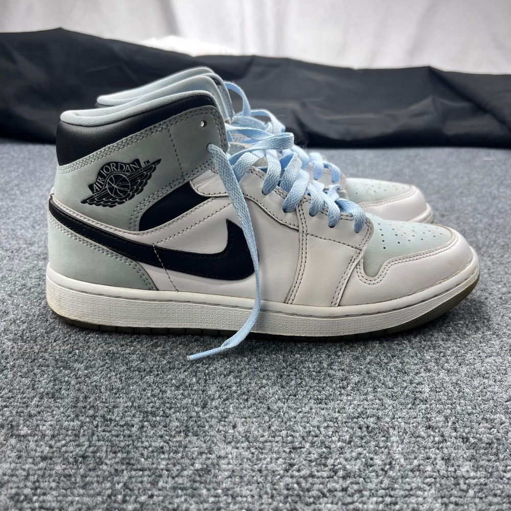 Jordan Air Jordan 1 Mid Basketball Ice Blue White Black Sneakers DV1308-104 - Picture 8 of 8